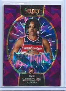 BUB CARRINGTON rc 2024/25 Select Purple Cracked Ice Neon Icons Wizards 3/75 - Picture 1 of 2