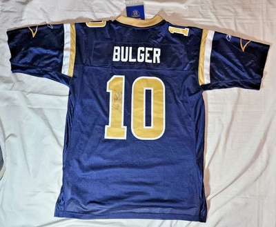 Camiseta deportiva grande para adulto nueva con etiquetas autografiada/firmada de los St. Louis Rams MARC BULGER #10, NUEVA Foto 1 de 4