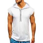 Mens Cap Sleeve Hooded Vest Summer Casual Gym Sports Tops T-Shirt Muscle Blouse