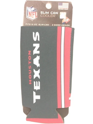 Houston Texans Slim Can Cooler Collapsible Koozie - Two Sided Can Design Cover