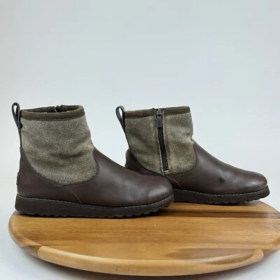 Big Kids Ugg Bayson Casual Brown Leather  Shearling Ankle Boots Booties Size 6 Y - Image 1 of 4