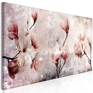 BLUMEN MAGNOLIEN RETRO ZWEIG Wandbilder xxl Bilder Vlies Leinwand b-C-0365-b-a