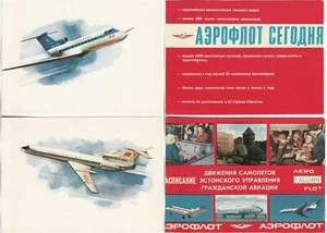 Rusia Aeroflot Soviet Airlines 2 postales publicitarias 1973 aviones YaK-40 TU-154 - Imagen 1 de 3