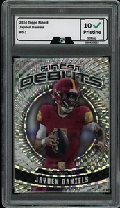 Jayden Daniels 2024 Topps Finest RC Graded 10 NFL Debut Rookie Card Commanders - Picture 1 of 2