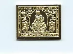 1907 US 5 cent Jamestown Exposition Stamp 24 Karat Gold Over Solid Silver - Picture 1 of 2