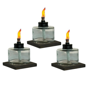 TIKI Votive Table Torch Brown & Clear Glass Mixed Material 4-in. (3-Pack) New