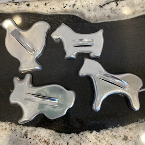 Vintage Aluminum Cookie Canape Cutters w/ Handles Chicken, Scotty, Horse, Bunny - Picture 1 of 10