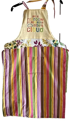 “Be A Rainbow In Someone Else’s Cloud” Custom Made Reversible Adult BIB Apron - Image 1 of 2