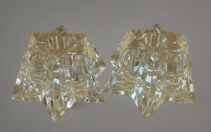 WATERFORD Vintage Crystal 6-Point Star of David Shaped Candle Holder Set Of 2 - Picture 1 of 4