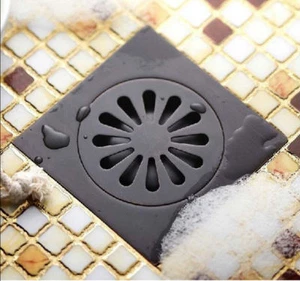Bathroom Carved Flower Kitchen Oil Rubbed Bronze Waste Shower Floor Drain - Picture 1 of 6