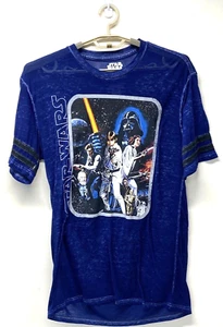 Camiseta Clásica Star Wars Burnout Mediana Grande Azul con Rayas Negras Luke Delgado - Imagen 1 de 12