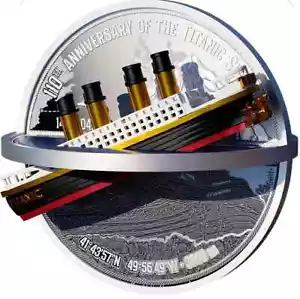 Titanic 3D 2 oz Silver Coin 5$ Niue 2022 - Picture 1 of 5