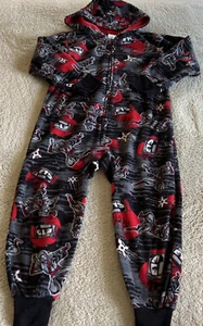 Childrens Place Boys Black Gray Red Ninja Hooded Fleece Long Sleeve Pajamas XS 4 - Picture 1 of 8
