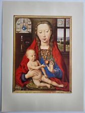 Old Antique Print 1959 Flemish Painting Hans Memling The Virgin and Child