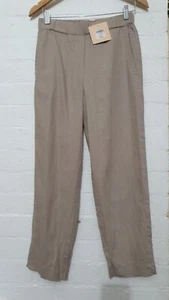 NONI B Label Women 7/8 Pull On Linen Pant Beige Tapered Slacks Trouser 8 - Picture 1 of 10