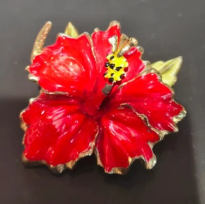 Vintage amerikanische Emaille Brosche rot signiert Coro - vtg enamel signed brooch - Bild 1 von 3