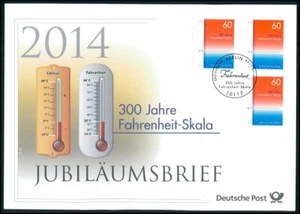 POSTA TEDESCA ANNIVERSARIO-FDC 2014 FAHRENHEIT SCALA TERMOMETRO FISICA u774 - Foto 1 di 4