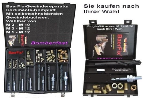 Gewindereparatur BaerFix Werkzeugkoffer Gewindeeinsätze Gewindebuchsen M3 - M12 - Bild 1 von 1