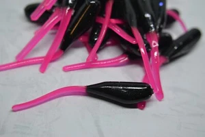 JASONS 2" STINGER SHAD 30 PACK CRAPPIE LURES JIGS     BLACK & FIRE TAIL HT - Picture 1 of 2