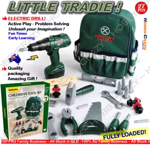 Kids Tool Set Battery Drill Back Pack Toy Builder Kit Pretend Role Play worker - Picture 1 of 12