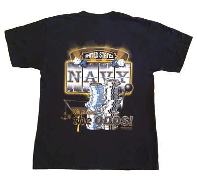 US Navy Mens Large T Shirt United States Navy We Make The Odds USN Tee Shirt - Image 1 of 4