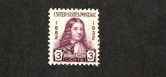 1932 U.S. CLASSIC 3c Penn PENNSYLVANIA  Sc#724 M/H/OG Fresh! - Image 1 of 1