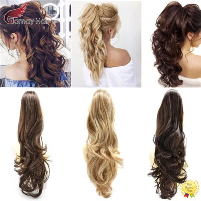 Claw Clip in Ponytail Extension Wavy Long Hair Piece Pony Tail 22" Real As Human - Image 1 of 4