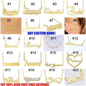 Personlized Sterling Silver 14K Real Gold Plated ANY NAMENecklace Pendants 2023 - Picture 1 of 19