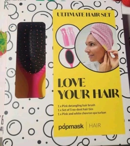 Popmask Ultimate Hair Set Love Your Hair Pink Brush Haargummis & Turban - Bild 1 von 2