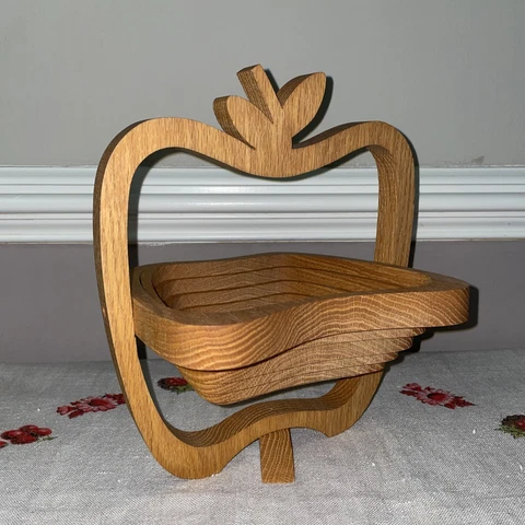 Basket Foldable VTG Amish Wooden Hand Crafted Pear Trees 10.25”x7.5”x9”-Unused Cover
