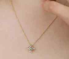 14K YELLOW GOLD TOPAZ AND DIAMOND CLUSTER NECKLACE