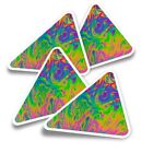 4x Triangle Stickers - Liquid Rainbow Oil Abstract Art #14493