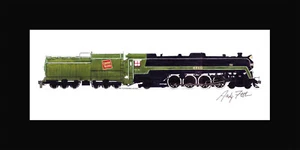 Canadian National #6060 4-8-2 10"x17" impresión en 10"x20" tapete firmado por Andy Fletcher - Imagen 1 de 1