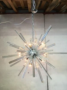 Italian Murano Glass Chrome Metal Frame Sputnik Chandelier - Picture 1 of 7