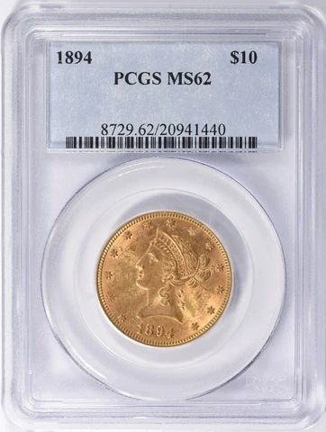 1894 LIBERTY HEAD $10 GOLD EAGLE PCGS MS62 Cover