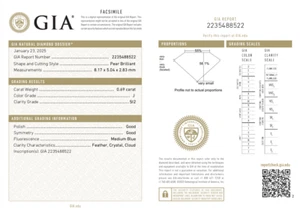 GIA Certified 0.69 Ct J SI2 Pear Brilliant Cut Diamond - Picture 1 of 4