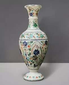 Floral Art Vase , Marble Flower Pot , White Marble Flower Vase for Restaurant - Picture 1 of 4
