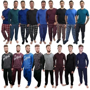 Mens Pyjamas Set Suit Cotton L/S PJs Top & Elastic Waistband Nightwear PJS S/S - Picture 1 of 172