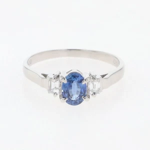 sapphire design ring Platinum ring melee diamond Ring Pt900 sapphire diamond... - Picture 1 of 8