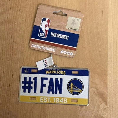 NBA Golden State Warriors ornament License plate Christmas (FOCO) NWT - Image 1 of 2