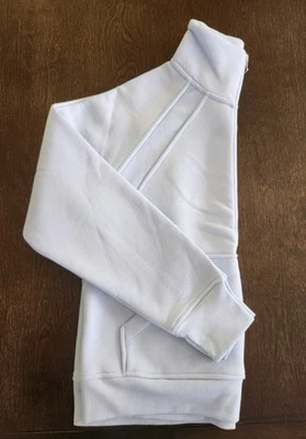 Chaqueta para mujer Pullover Danskin cuello falso costilla mixta media cremallera bolsillo azul talla M Foto 1 de 4