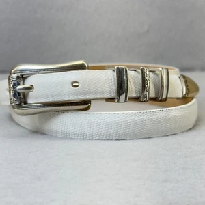 Brighton Damen weißer Ledergürtel silberne Details verstellbar Designer Größe 32 - Bild 1 von 8
