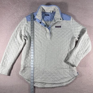 Vineyard Vines Mens Quilted Half Zip Sweatshirt Medium Blue White Pullover - Picture 1 of 5