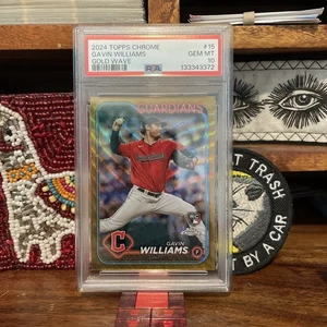 2024 Topps Chrome Gavin Williams RC rifrattore onda oro #/50 Guardiani PSA 10 - Foto 1 di 2