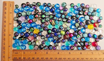 200+Small Handcrafted Dichroic Glass Cabochons/Lot/Jewelry Making/90 COE - Image 1 of 3