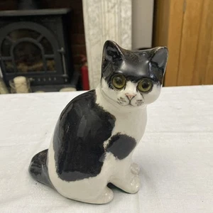 vintage Jenny Winstanley sitting black cat size 2. Signed. Cathedral glass eyes - Picture 1 of 12