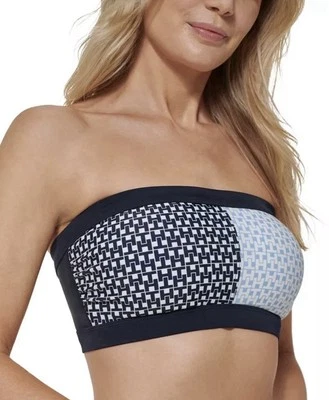 Tommy Hilfiger MULTI Iconic Colorblock Bandeau Bikini Swim Top, US Large - Image 1 of 4