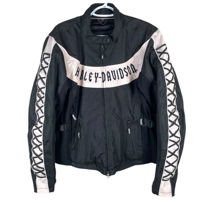 Chaqueta de moto Harley Davidson para mujer XL negra rosa Body Armor acolchada ventilada Foto 1 de 4