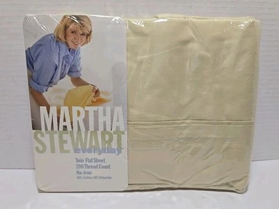 Vintage Martha Stewart Everyday Twin Flat Sheet 200 Thread Count 1998 Kmart New - Image 1 of 4