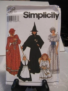 Simplicity Costume pattern 9982 Women & Girls Witch Pilgrim,Angel,Prairie UNCUT - Picture 1 of 2